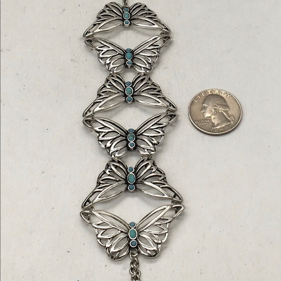 Fossil Butterfly Faux Turquoise Bracelet - Picture 3 of 4